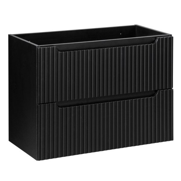 Nowoczesna Szafka pod Umywalkę 80 cm Ryflowana Czarna Matowa NOVA BLACK Comad