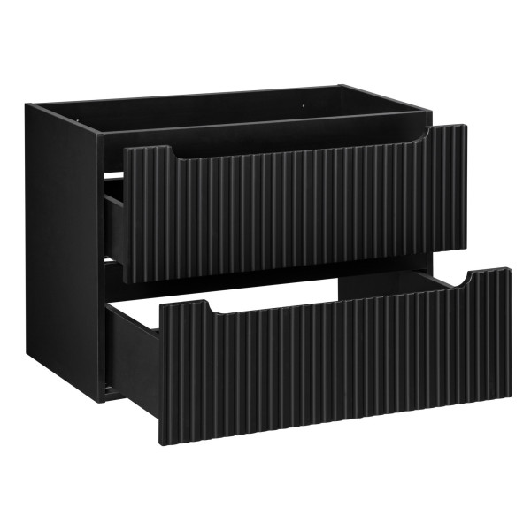 Nowoczesna Szafka pod Umywalkę 80 cm Ryflowana Czarna Matowa NOVA BLACK Comad