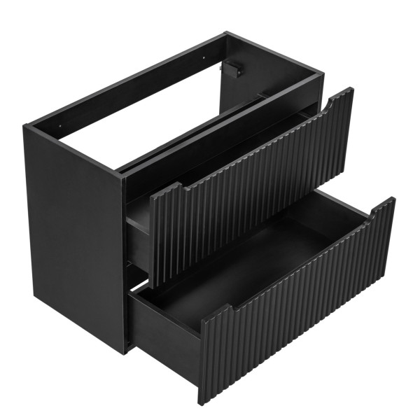 Nowoczesna Szafka pod Umywalkę 80 cm Ryflowana Czarna Matowa NOVA BLACK Comad