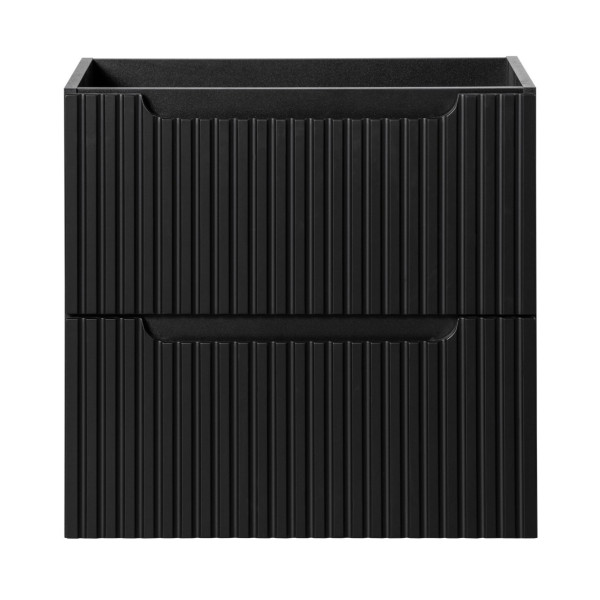 Nowoczesna Czarna Matowa Szafka Pod Umywalkę 60 cm Ryflowana z Szufladami NOVA BLACK Comad