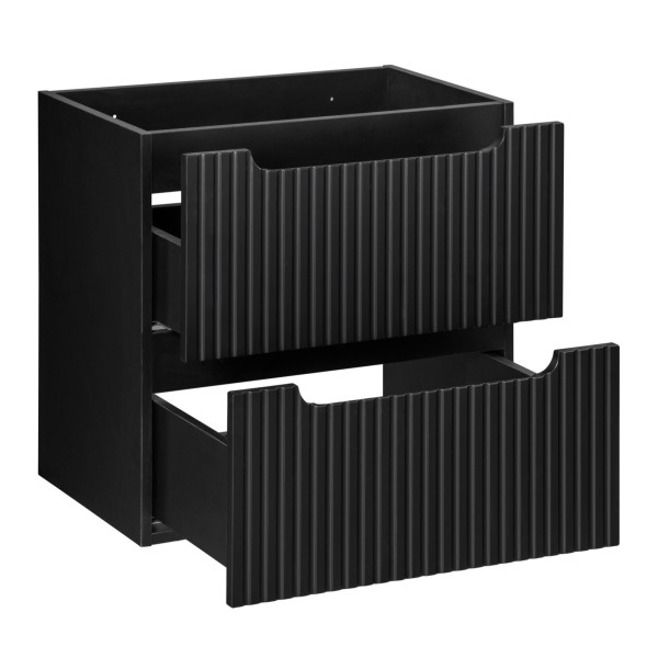 Nowoczesna Czarna Matowa Szafka Pod Umywalkę 60 cm Ryflowana z Szufladami NOVA BLACK Comad