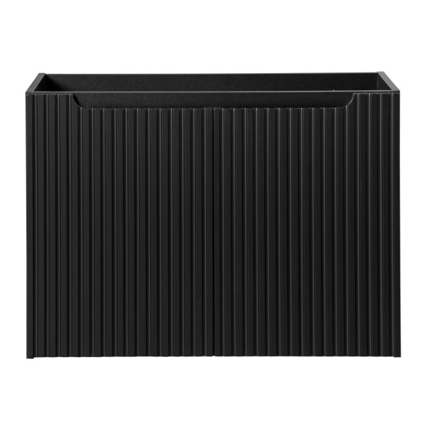 Ryflowana Szafka pod Umywalkę 80 cm 2 Drzwiowa Ryflowane Fronty Matowa Czarna NOVA BLACK Comad