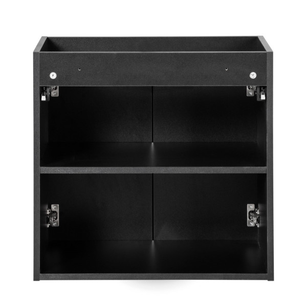 Matowa Czarna Szafka pod Umywalkę 60 cm Ryflowane Fronty 2 Drzwiowa Nowoczesna NOVA BLACK Comad