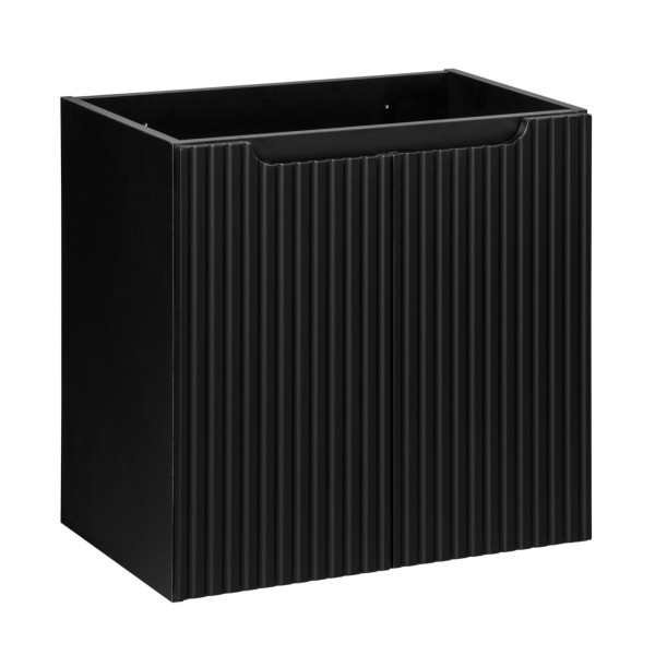 Czarna Szafka pod Umywalkę 50 cm Nowoczesna Ryflowana Matowa 2 Drzwiowa NOVA BLACK Comad