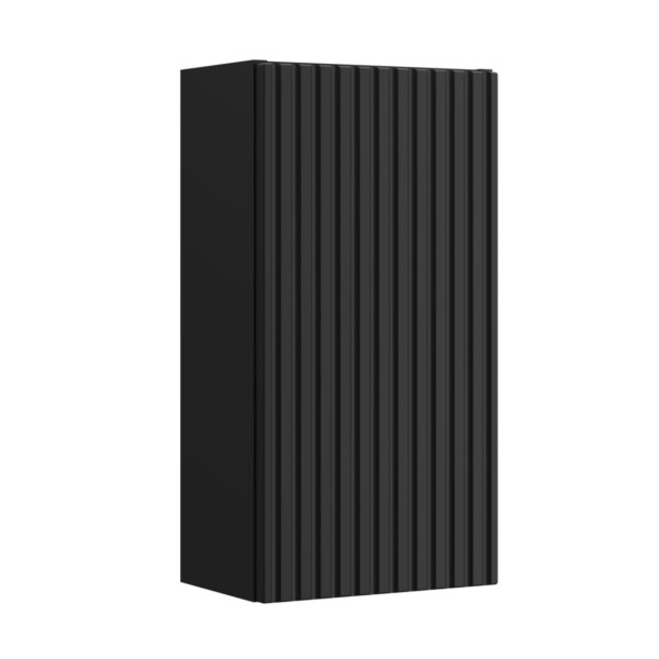 Nowoczesna Szafka Łazienkowa Wisząca Górna 30 cm Ryflowana Czarna Matowa NOVA BLACK Comad