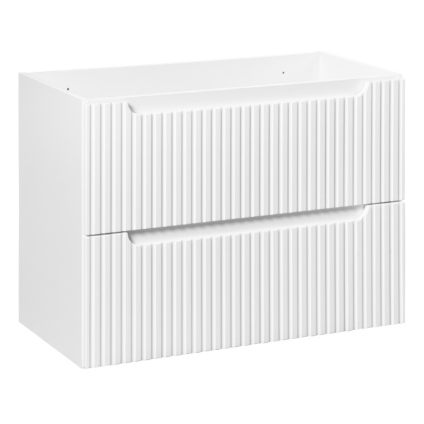 Duża Szafka pod Umywalkę 80 cm z Szufladami Ryflowana Biała Nowoczesna NOVA WHITE Comad
