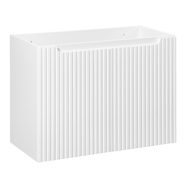 Nowoczesna Szafka pod Umywalkę 80 cm Ryflowana Wisząca Biały Mat NOVA WHITE Comad