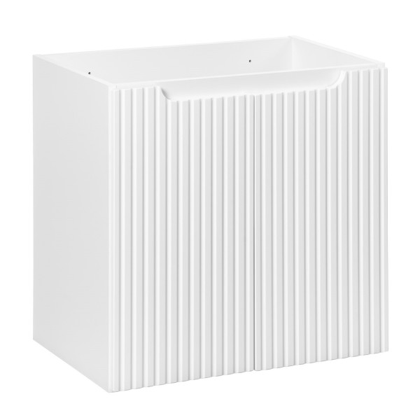 Nowoczesna Szafka pod Umywalkę 60 cm 2 Drzwiowa Matowa Ryflowana Biała NOVA WHITE Comad