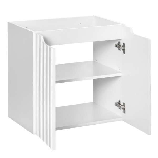Nowoczesna Szafka pod Umywalkę 60 cm 2 Drzwiowa Matowa Ryflowana Biała NOVA WHITE Comad