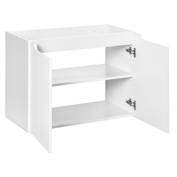 Nowoczesna Szafka pod Umywalkę 80 cm Ryflowana Wisząca Biały Mat NOVA WHITE Comad