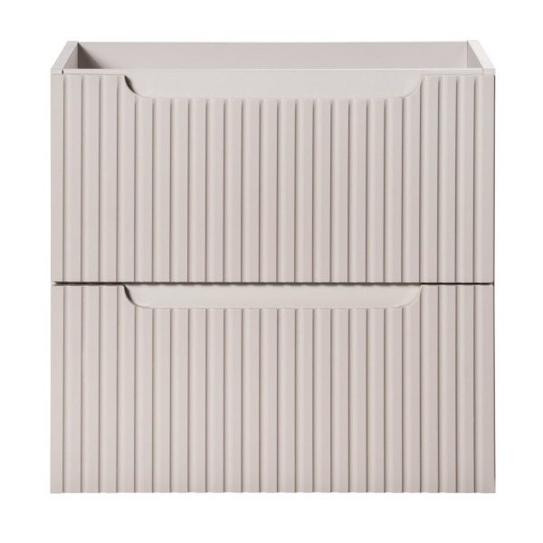 Beżowa Szafka pod Umywalkę 60 cm Wisząca z Szufladami Ryflowana Matowa Kaszmirowa NOVA CASHMERE Comad