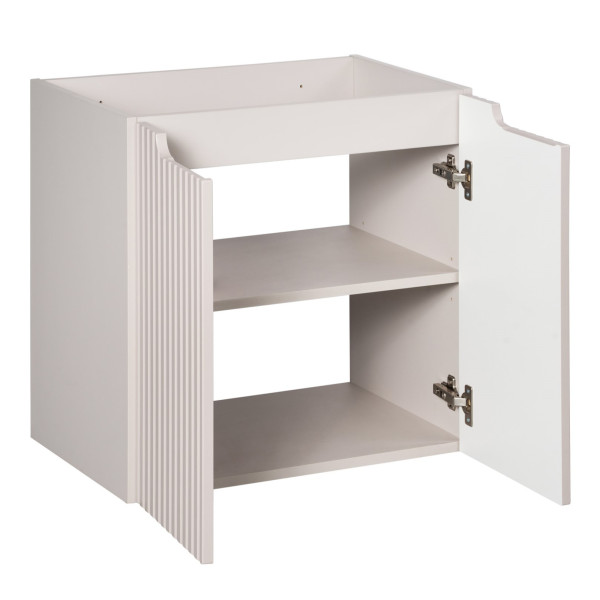 Nowoczesna Szafka pod Umywalkę 60 cm 2 Drzwiowa Ryflowana Beżowa Matowa Kaszmirowa NOVA CASHMERE Comad