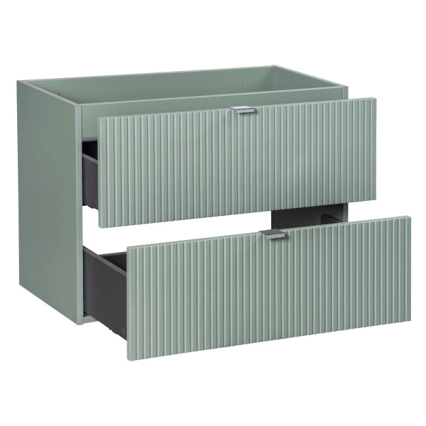 Ryflowana Szafka pod Umywalkę 80 cm Łazienkowa Nowoczesna Szałwiowa Zielona LINE REED GREEN Comad