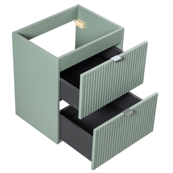 Nowoczesna Szafka pod Umywalkę 50 cm z Szufladami Ryflowana Zielona Szałwia LINE REED GREEN Comad