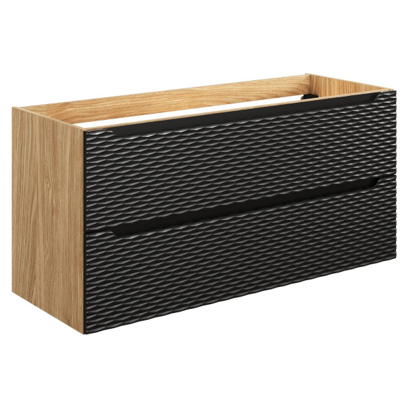 Nowoczesna Duża Szafka pod Umywalkę 120 cm z Szufladami Czarna Dąb OCEAN BLACK Comad