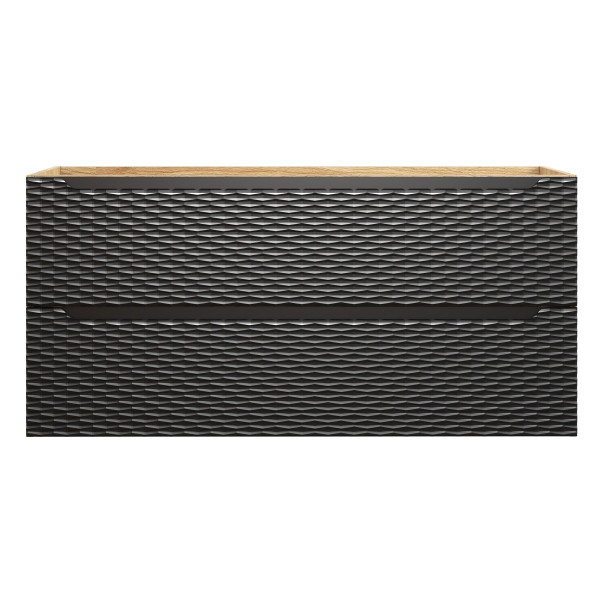 Nowoczesna Duża Szafka pod Umywalkę 120 cm z Szufladami Czarna Dąb OCEAN BLACK Comad