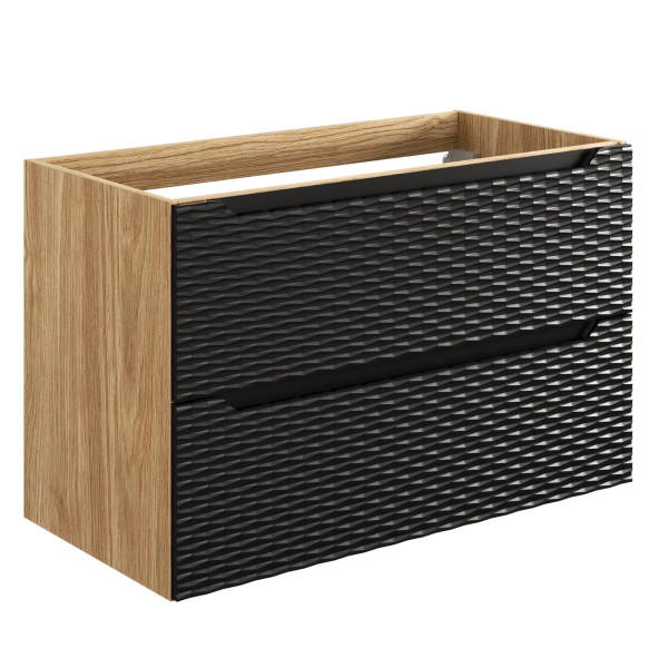 Nowoczesna Szafka pod Umywalkę 90 cm Drewniana Czarna z Szufladami OCEAN BLACK Comad