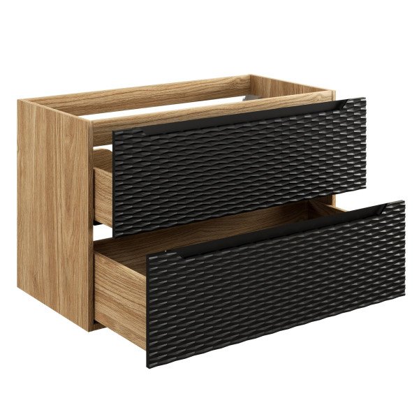 Nowoczesna Szafka pod Umywalkę 90 cm Drewniana Czarna z Szufladami OCEAN BLACK Comad