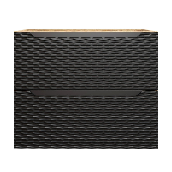 Nowoczesna Szafka pod Umywalkę 70 cm Wisząca z Szufladami Czarna Dąb OCEAN BLACK Comad