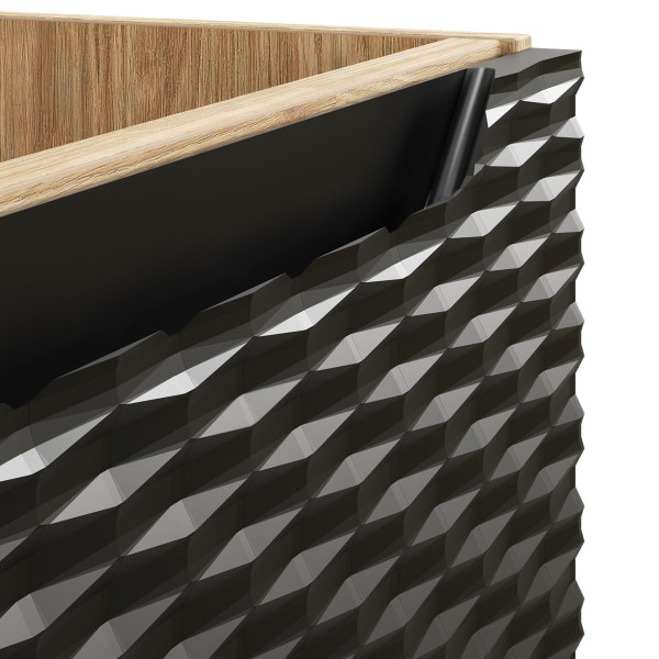 Nowoczesna Szafka pod Umywalkę 70 cm Wisząca z Szufladami Czarna Dąb OCEAN BLACK Comad