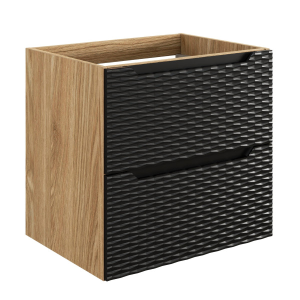 Nowoczesna Szafka pod Umywalkę 60 cm z Szufladami Czarna Dąb Loft OCEAN BLACK Comad
