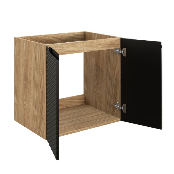 Nowoczesna Szafka pod Umywalkę 60 cm do Łazienki Loft Czarna Dąb OCEAN BLACK Comad