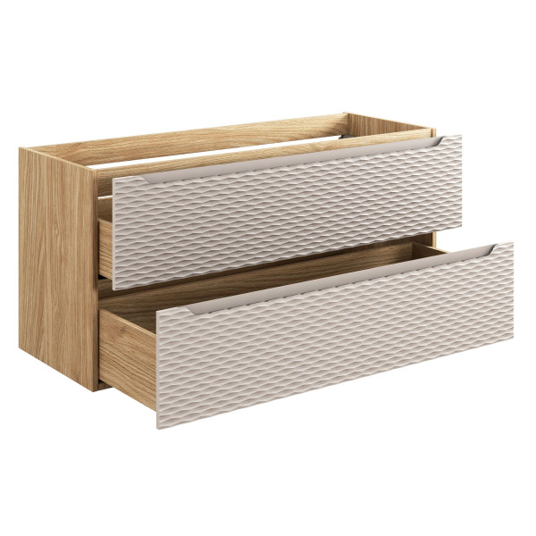 Nowoczesna Duża Szafka pod Umywalkę 120 cm z Szufladami Beżowa Boho OCEAN BEIGE Comad