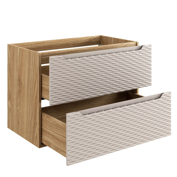 Nowoczesna Beżowa Szafka pod Umywalkę 80 cm z Szufladami OCEAN BEIGE Comad