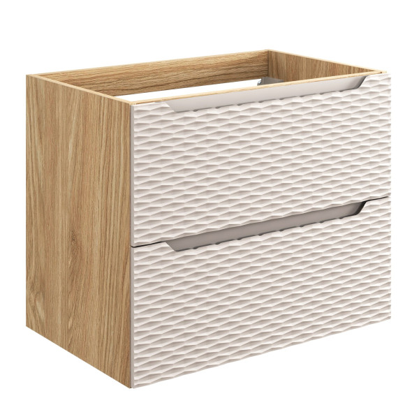 Wisząca Szafka pod Umywalkę 70 cm Dąb Beżowa z Szufladami OCEAN BEIGE Comad