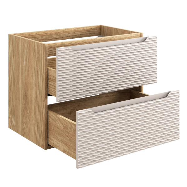 Wisząca Szafka pod Umywalkę 70 cm Dąb Beżowa z Szufladami OCEAN BEIGE Comad