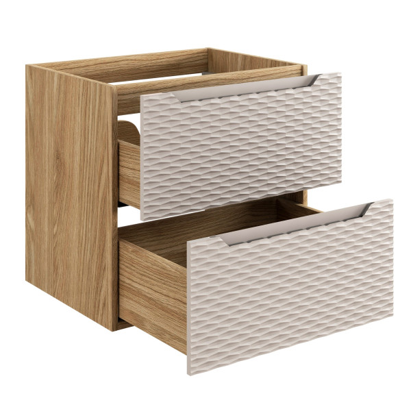 Nowoczesna Szafka pod Umywalkę 60 cm Beżowa Dąb do Łazienki Boho z Szufladami OCEAN BEIGE Comad