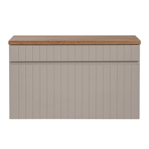 Beżowa Szafka Łazienkowa z Blatem pod Umywalkę 80 cm Ryflowana Dąb Coast Evoke ICONIC CASHMERE Comad