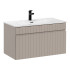 Beżowa Szafka z Umywalką 80 cm z Szufladą Ryflowana Matowa ICONIC CASHMERE Comad