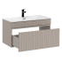 Beżowa Szafka z Umywalką 80 cm z Szufladą Ryflowana Matowa ICONIC CASHMERE Comad