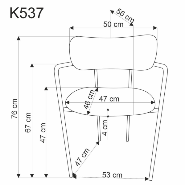 Krzesło Tapicerowane K537 Popielate Szare Złote Wymiary