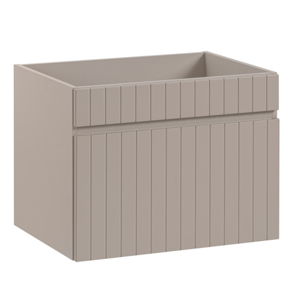 Nowoczesne Meble do Łazienki Ryflowane Beżowe Matowe Szafka z Umywalką 60 cm Słupek Lustro ICONIC CASHMERE Comad