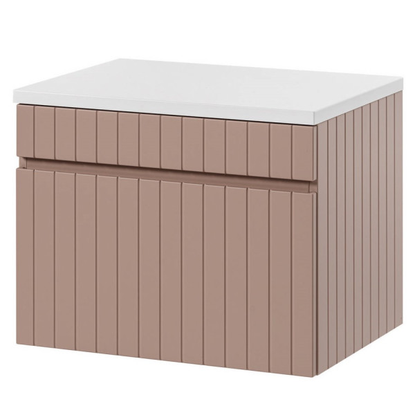 Szafka pod Umywalkę z Blatem 60 cm Wisząca do Łazienki Różowy Matowy Nowoczesny ICONIC Comad