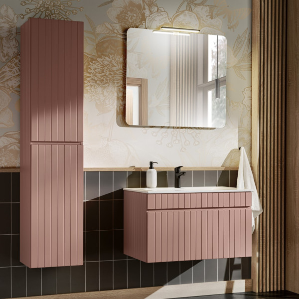 Zestaw Mebli Łazienkowych 80 cm do Łazienki z Umywalką Glamour Różowy Mat ICONIC Comad