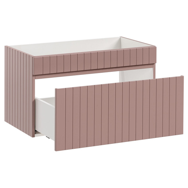Szafka pod Umywalkę 80 cm Różowa ICONIC Wisząca Różowy Mat z Wysuniętą Szufladą Front Lewy