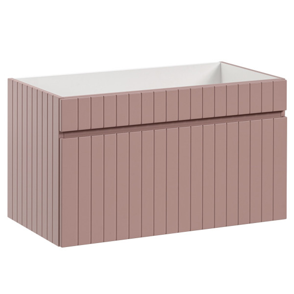 Szafka pod Umywalkę 80 cm Różowa ICONIC Wisząca Różowy Mat Front Lewy