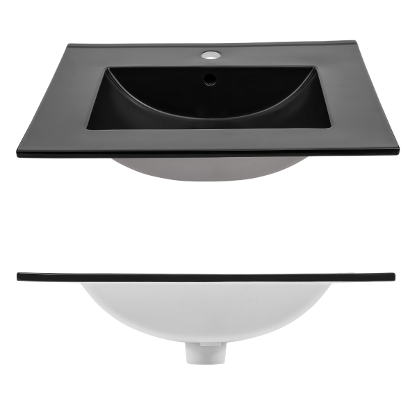 Szafka z Umywalką Wpuszczaną 60 cm Łazienkowa Loft Lamelki Czarny Dąb Wotan XILO Comad