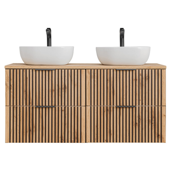 Łączona Szafka z Umywalką Nablatową 120 cm do Łazienki Loft Czarny Dąb Wotan Nowoczesny XILO Comad