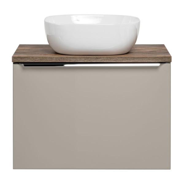 Szafka z Umywalką 60 cm Wisząca Szara Matowa Nowoczesna z Szufladami SANTA FE TAUPE Comad