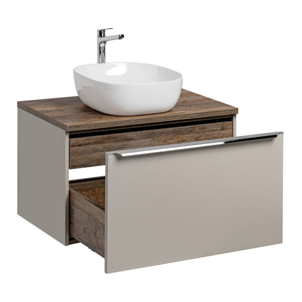 Szafka z Umywalką 80 cm do Łazienki Wisząca Szary Krzemowy Nowoczesny Mat SANTA FE TAUPE Comad