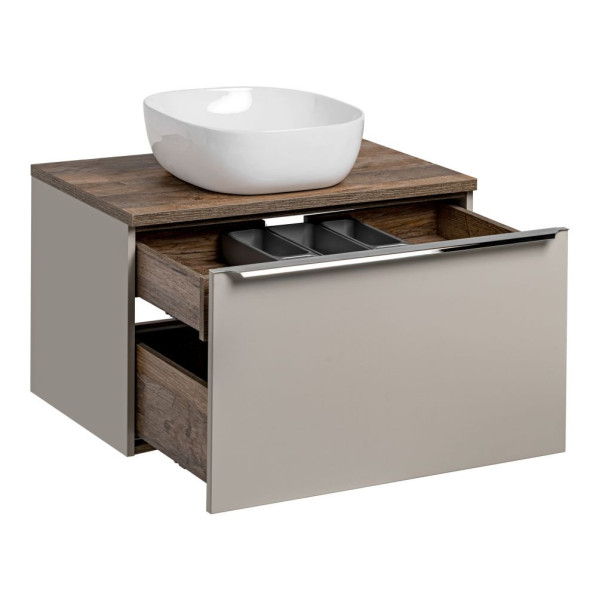 Szafka z Umywalką 80 cm do Łazienki Wisząca Szary Krzemowy Nowoczesny Mat SANTA FE TAUPE Comad