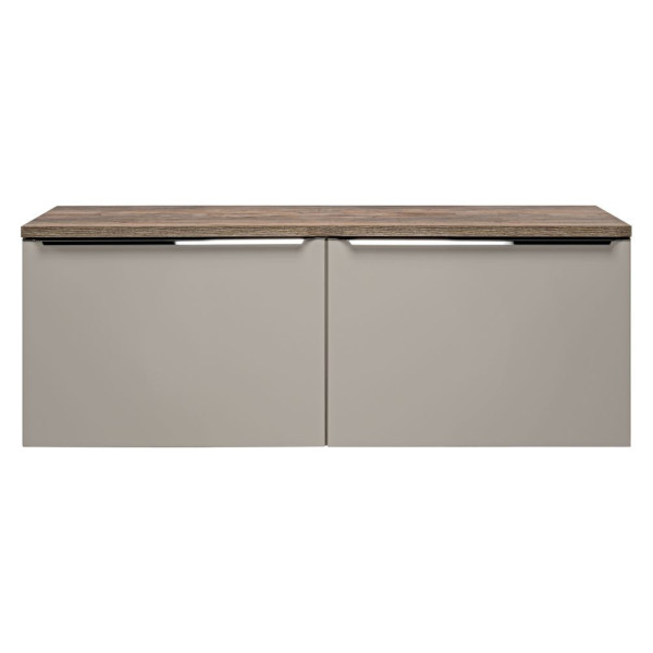Szafka pod Umywalkę z Blatem 120 cm do Łazienki Vintage Dąb Szary Krzemowy Mat SANTA FE TAUPE Comad