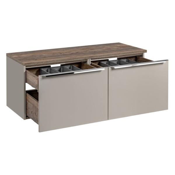 Szafka pod Umywalkę z Blatem 120 cm do Łazienki Vintage Dąb Szary Krzemowy Mat SANTA FE TAUPE Comad