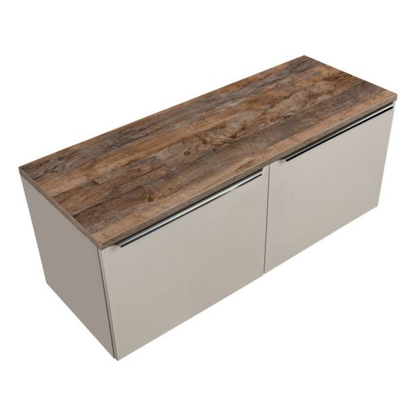 Szafka pod Umywalkę z Blatem 120 cm do Łazienki Vintage Dąb Szary Krzemowy Mat SANTA FE TAUPE Comad