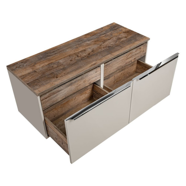Szafka pod Umywalkę z Blatem 120 cm do Łazienki Vintage Dąb Szary Krzemowy Mat SANTA FE TAUPE Comad