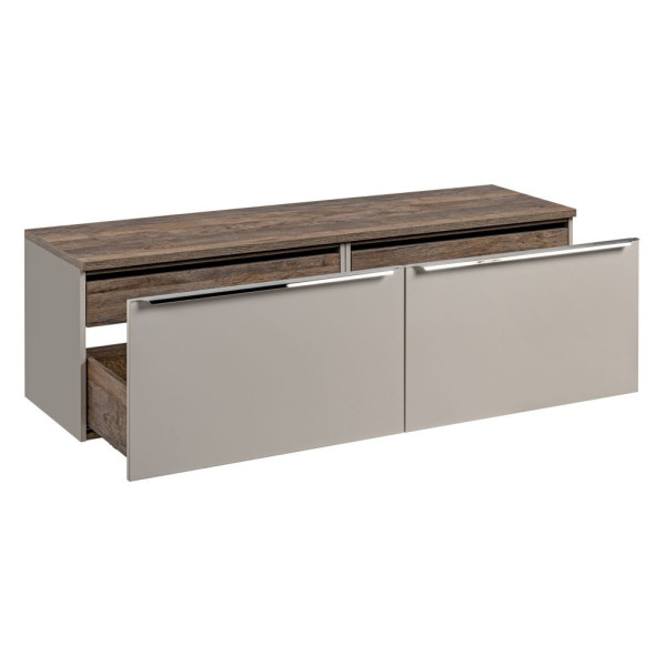 Szafka pod Umywalkę z Blatem 160 cm z Szufladami Vintage Wisząca Szary Krzem Matowy Nowoczesny SANTA FE TAUPE Comad